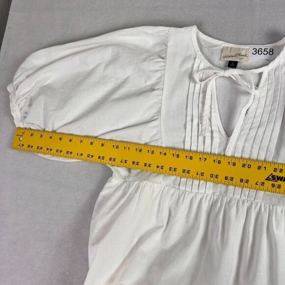 Universal Thread Dress XS White Puff Sleeve Peasant Necktie Cottage Core - Picture 6 of 14